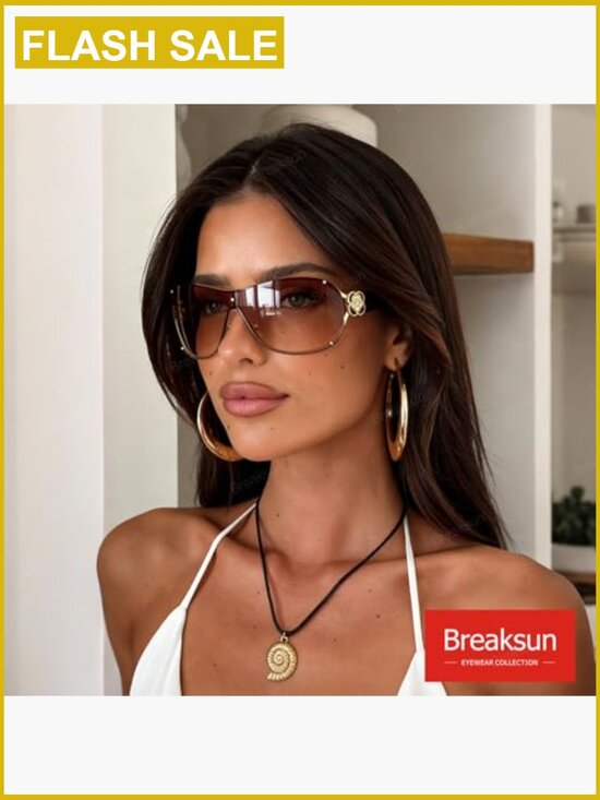 Oversized Y2K Wrap Around Shield Sunglasses Trendy Rimless Shades main image 6